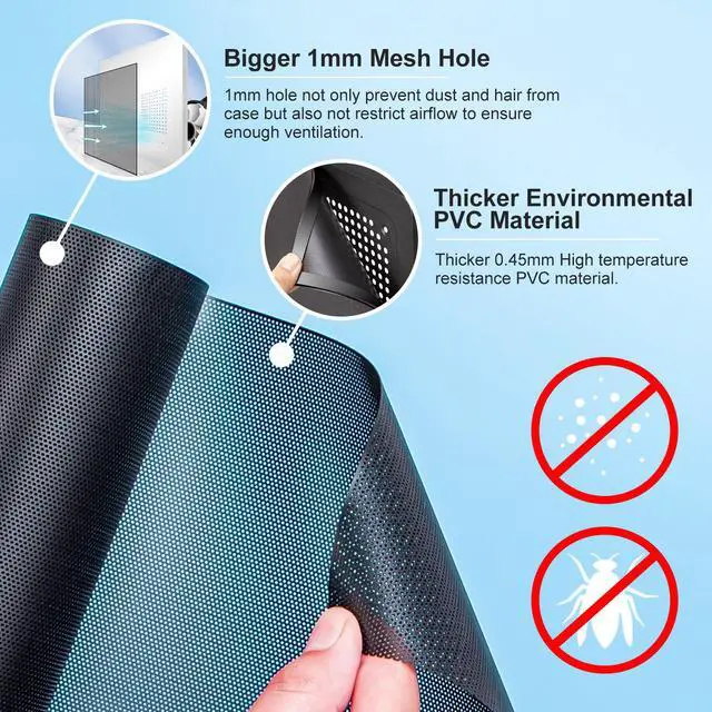 Alt view image 3 of 6 - 2-Pack 500x500mm 19.68inch DIY Computer PC Case and Fans PVC Dustproof Mesh Filter Cover with 3M Magnetic Strip for Computer Chassis Speakers and More