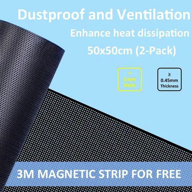 Alt view image 6 of 6 - 2-Pack 500x500mm 19.68inch DIY Computer PC Case and Fans PVC Dustproof Mesh Filter Cover with 3M Magnetic Strip for Computer Chassis Speakers and More