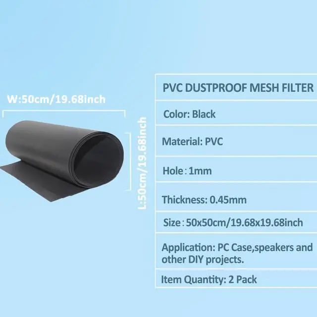 Alt view image 7 of 6 - 2-Pack 500x500mm 19.68inch DIY Computer PC Case and Fans PVC Dustproof Mesh Filter Cover with 3M Magnetic Strip for Computer Chassis Speakers and More