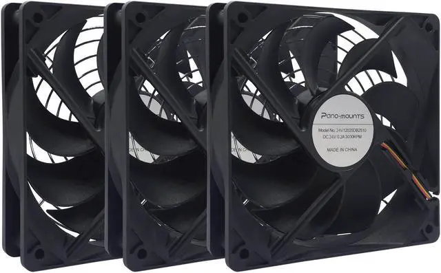 Main image of 3-Pack 120mm 24V DC High Airflow Computer PC Case Fan 120x120x25mm 3Pin 4.72inch Dual Ball Bearing Brushless Exhaust Cooling Fan for Mining Rig Frame Rack Air Miner PSU with Metal Guard 3000RPM