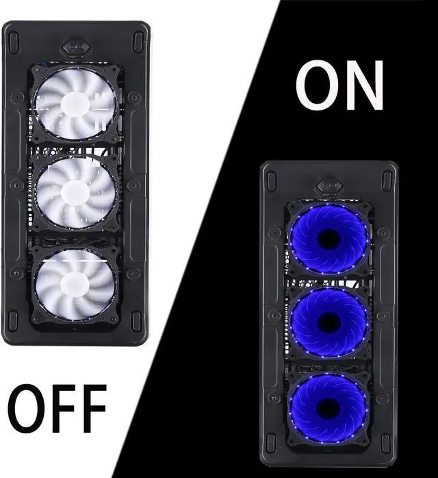 Alt view image 5 of 7 - 120mm Computer PC Blue LED Case Fan Quiet 12V 3pin Gaming PC Computer Cooler Case Fan 3-Pack