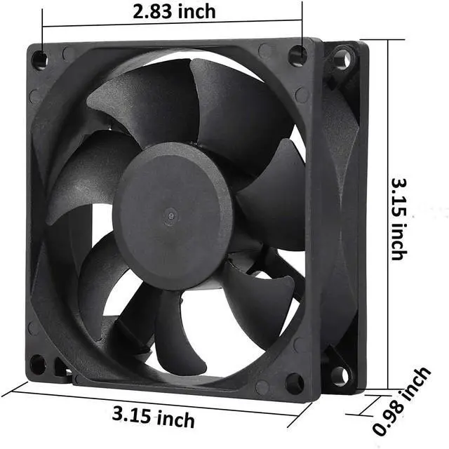 Alt view image 2 of 7 - 80mm 24V DC Cooling Fan CF8025 High Speed 24V 80mm 25mm 2Pin PC Exhaust Muffin Fan Low Noise 3500RPM 2-Pack