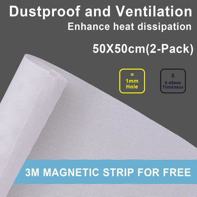 Alt view image 5 of 6 - 2-Pack 500x500mm 19.68inch DIY Computer Case PC Fan Dust Mesh Filter White Computer PVC Mesh Cover with 3M Magnetic Strip for Gaming PC Speaker Xbox Series Game Consoles and More