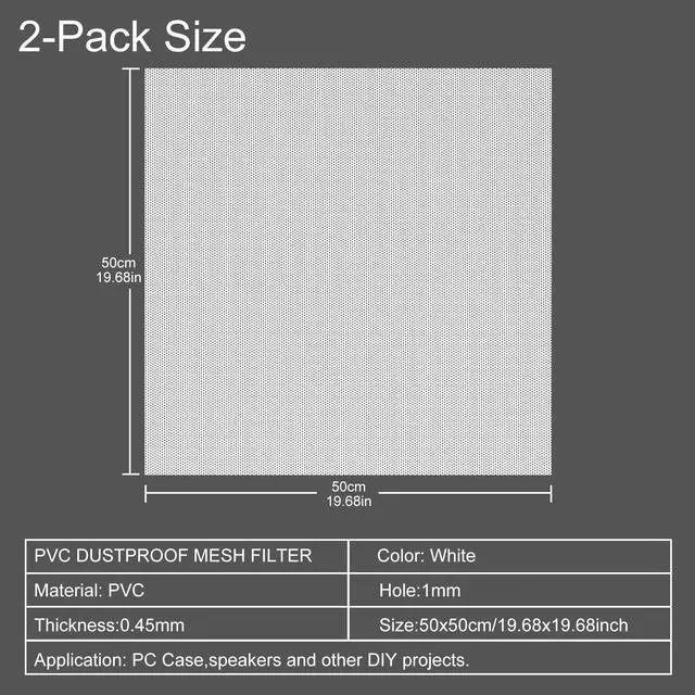 Alt view image 6 of 6 - 2-Pack 500x500mm 19.68inch DIY Computer Case PC Fan Dust Mesh Filter White Computer PVC Mesh Cover with 3M Magnetic Strip for Gaming PC Speaker Xbox Series Game Consoles and More