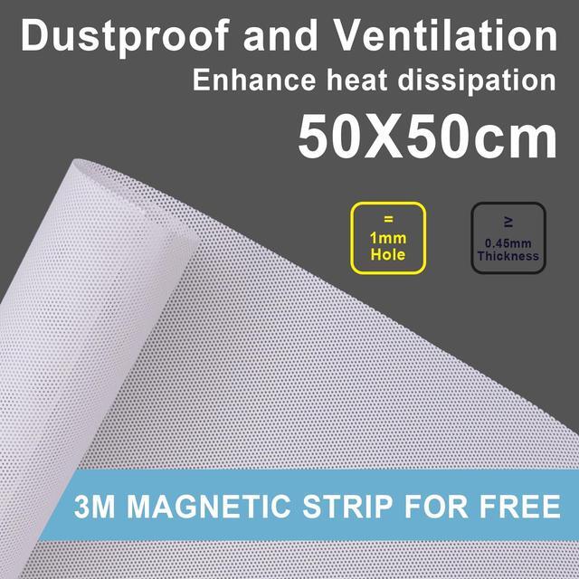 Alt view image 5 of 6 - 500x500mm 19.68inch DIY Computer Case PC Fan Dust Mesh Filter White Computer PVC Mesh Cover with 3M Magnetic Strip for Gaming PC Speaker Xbox Series Game Consoles and More