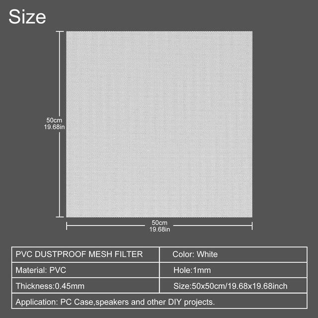 Alt view image 6 of 6 - 500x500mm 19.68inch DIY Computer Case PC Fan Dust Mesh Filter White Computer PVC Mesh Cover with 3M Magnetic Strip for Gaming PC Speaker Xbox Series Game Consoles and More