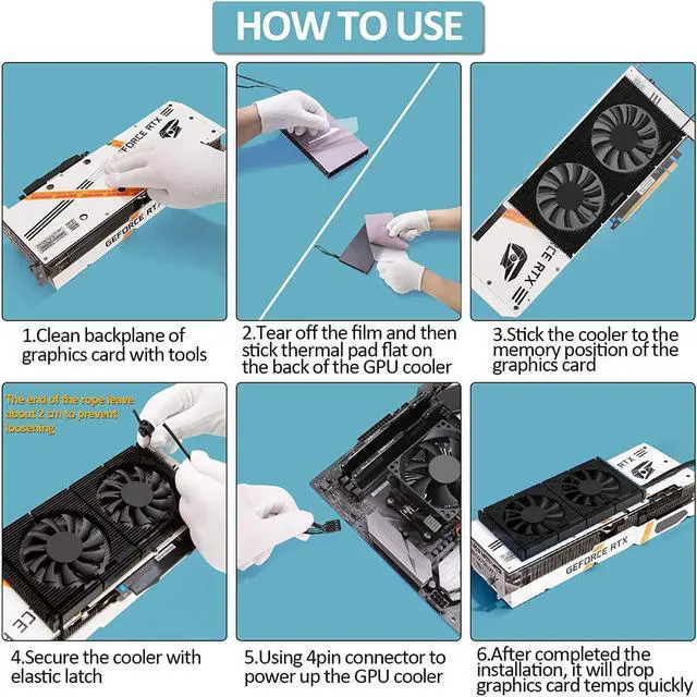 Alt view image 7 of 7 - PANO-MOUNTS GPU Backplate Memory Radiator Aluminum Heatsink Cooler with Dual 70mm 4Pin PWM Cooling Fan and 1.2mm 7W Thermal Pad for Graphics Card RTX 3090