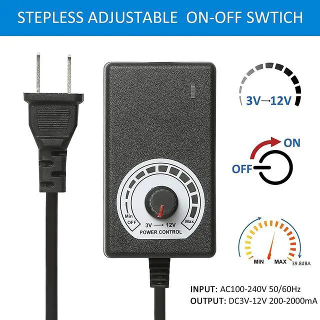 Alt view image 2 of 6 - 360mm Adjustable Computer PC Vent Fans with 3-12V Speed Controller for Chicken Coop Rack Space Window Wall Cabinet Server Mining Rig Exhaust Cooling