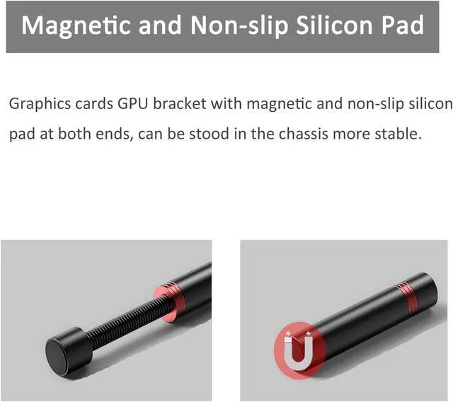 Alt view image 6 of 6 - Graphics Cards GPU Brace Support Adjustable Height 27mm-50mm Video Cards Sag Holder Bracket Stand With Magnetic Black