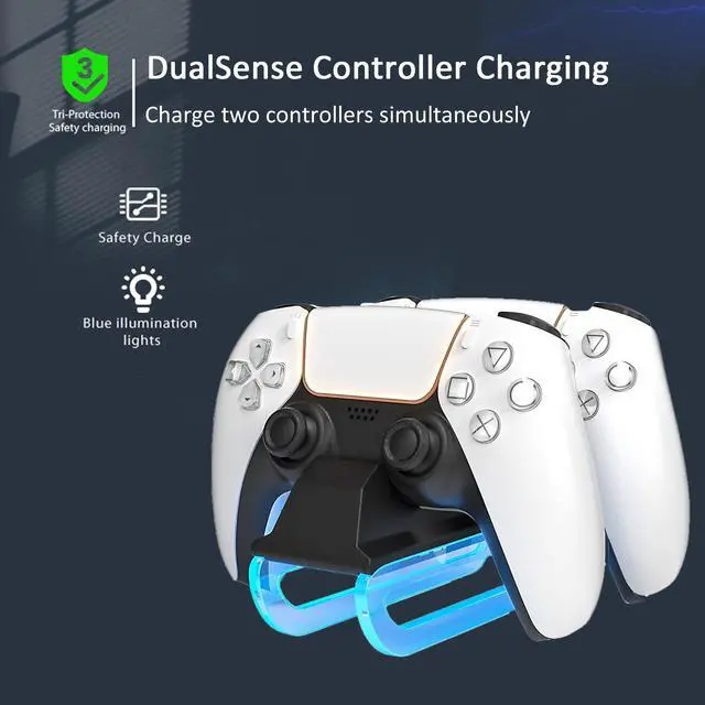 Alt view image 2 of 5 - PS5 Controller Charging Station Acrylic PlayStation 5 DualSense
Controller Charger Stand Organizer With LED Indicator and USB-C Ports