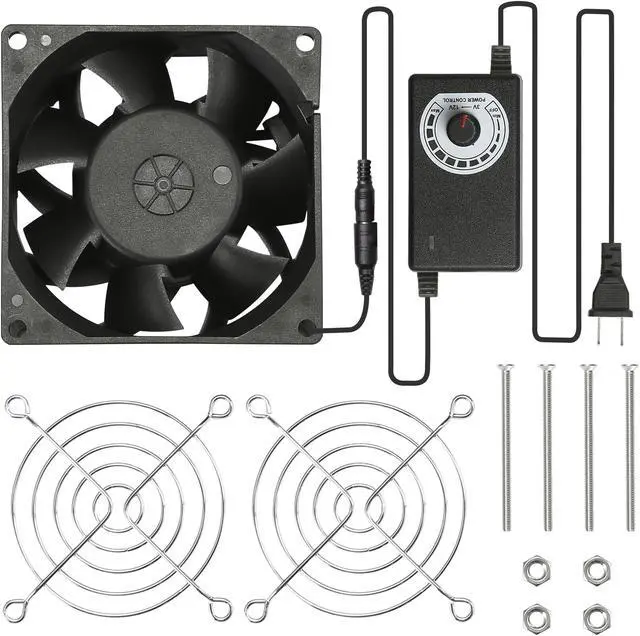 Alt view image 3 of 7 - PANO-MOUNTS Moisture-Proof 12V DC 80mm Fan 8038 Small Computer Muffin Exhaust Vent Case Fan with 110V 120V 220V Speed Controller 3.3V-12V 1500-5000RPM Variable Speed