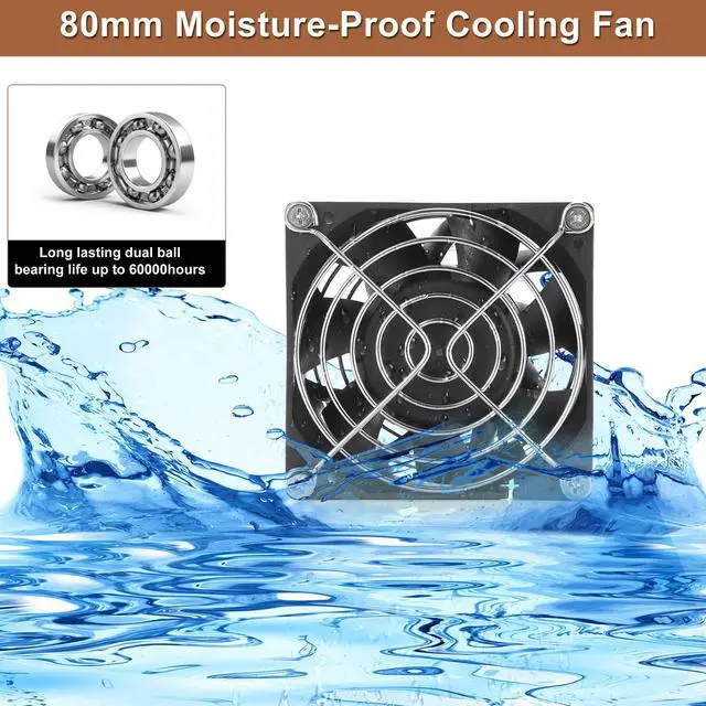 Alt view image 5 of 7 - PANO-MOUNTS Moisture-Proof 12V DC 80mm Fan 8038 Small Computer Muffin Exhaust Vent Case Fan with 110V 120V 220V Speed Controller 3.3V-12V 1500-5000RPM Variable Speed