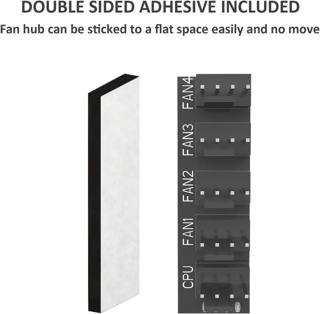 Alt view image 2 of 5 - PANO-MOUNTS PWM Fan Hub 1-to-5 for 4-Pin/3-Pin Computer Case Fans | 5-Port Cooling Fan Hub with 4Pin PWM Control | 2 Pack for PC Case, ITX, Mining Rig (White)