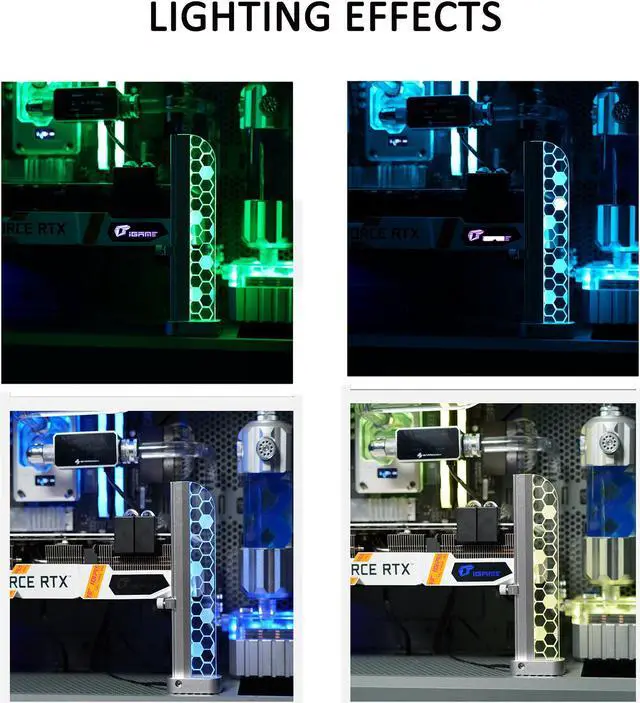 Alt view image 5 of 6 - PANO-MOUNTS 5V 3-Pin ARGB Addressable RGB GPU Support Bracket Holder Sliding Height Adjustable Magnetic With Acrylic For Graphics and Video Cards White