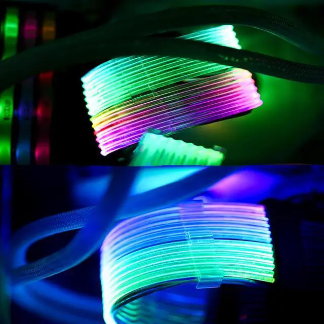 Alt view image 6 of 6 - PANO-MOUNTS ATX RGB Extension Cable Triple 8Pin Graphics Card GPU Sleeved Cable Kit with 5V 3Pin ARGB Cable for Light Synchronization Black