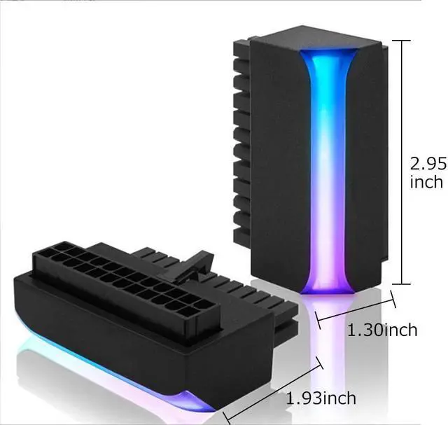 Alt view image 2 of 6 - PANO-MOUNTS ATX 24Pin 90°Adapter Cap 5V ARGB 24Pin Adapter With Light Effect Synchronization Black