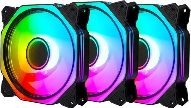 Main image of PANO-MOUNTS 120mm RGB Fans 5V 3Pin Addressable RGB PWM PC Computer CPU Case Cooling Fan With SATA Adapter Cable 800-1800RPM 3-Pack Black