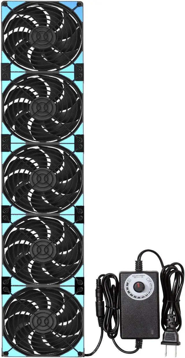 Main image of PANO-MOUNTS 120mmx5 600mm Adjustable Computer PC Vent Fans with 3V-12V Speed Controller for Flexible Arrange Rack Space Window Wall Cabinet Server Mining Rig Chicken Coop Exhaust Cooling