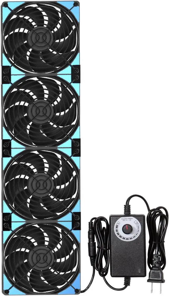Main image of 480mm Adjustable Computer PC Vent Fans with 3-12V Speed Controller for Chicken Coop Rack Space Window Wall Cabinet Server Mining Rig Exhaust Cooling