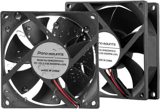 Main image of 80mm Moisture-Proof Fan 2-Pack 12V DC 8025 High Airflow Cooling Fan 2 Wire 3Pin 3500RPM