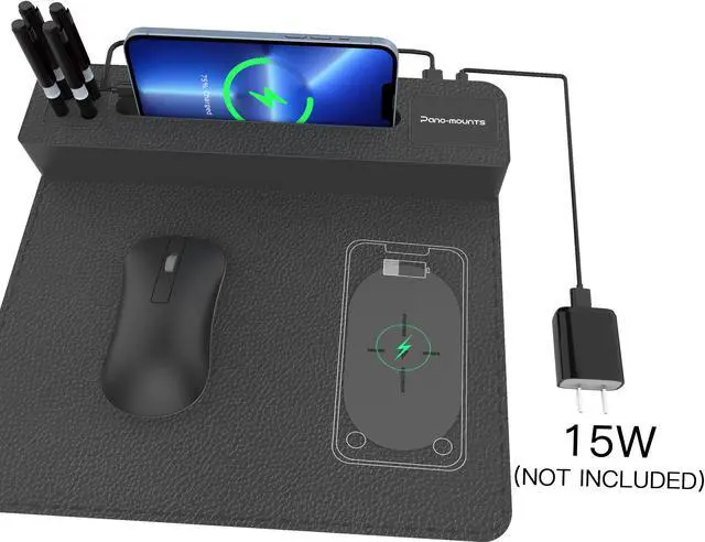 Alt view image 3 of 7 - 15W Wireless Charging Mouse Pad Qi Phone Wireless Desk Charger Mouse Mat With LED Logo For Multiple Mobile Devices