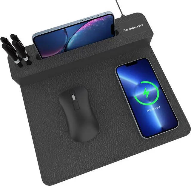 Main image of 15W Wireless Charging Mouse Pad Qi Phone Wireless Desk Charger Mouse Mat With LED Logo For Multiple Mobile Devices