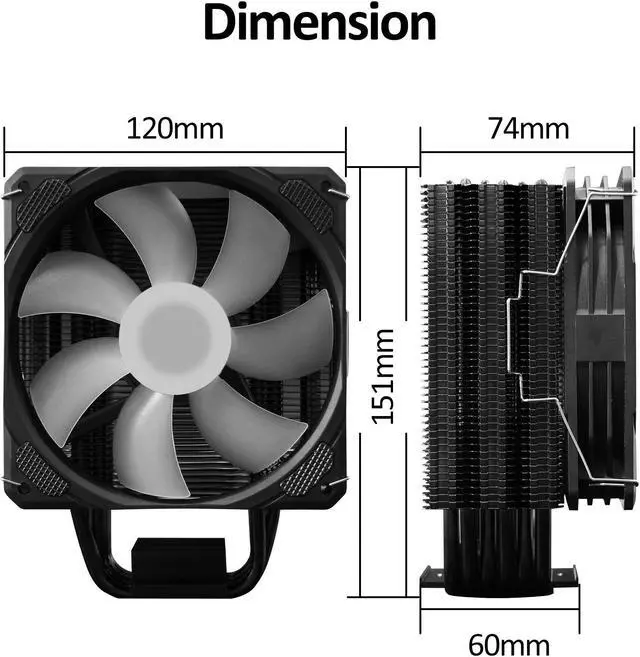 Alt view image 6 of 7 - PANO-MOUNTS CPU Cooler Stock Air Cooling Fan with 120mm ARGB 4Pin PC PWM Fans 6 Heat Pipes TDP 210W for Intel LGA 1700 LGA 1200 LGA 1155 LGA 1151 AMD AM5/AM4