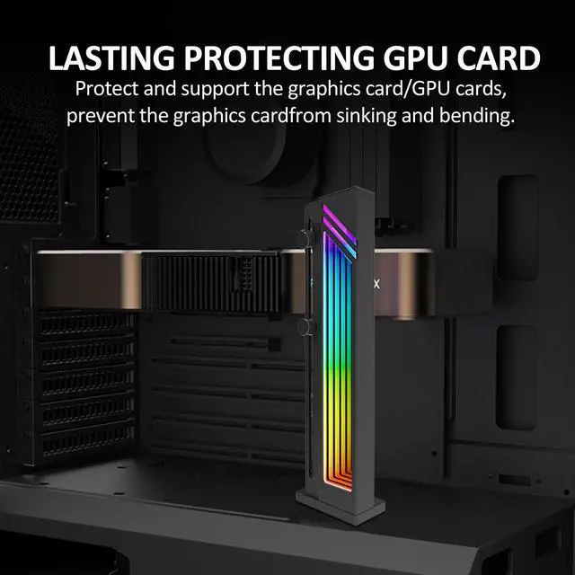 Alt view image 5 of 6 - 5V 3-Pin Infinity ARGB GPU Support Bracket Height Adjustable With Aluminum Perfect for Graphics and Video Cards in Sleek Black