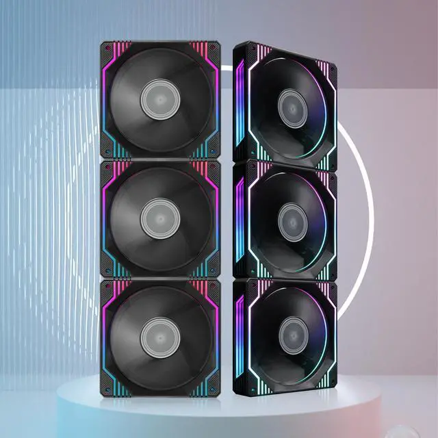Alt view image 5 of 7 - PANO-MOUNTS 120mm Black Infinity Mirror RGB Fans 12V 6Pin Quiet Gaming PC Computer LED CPU Cooler Chassis Case Fans With Adjustable Color Controlled By Remote 3-Pack