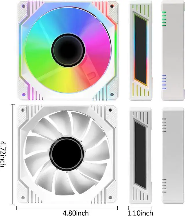 Alt view image 2 of 7 - PANO-MOUNTS 120mm White Infinity Mirror ARGB Case Fans 5V 3Pin Addressable RGB PWM PC Fan Computer CPU Case Cooling Fans 600-1800RPM  3-Pack