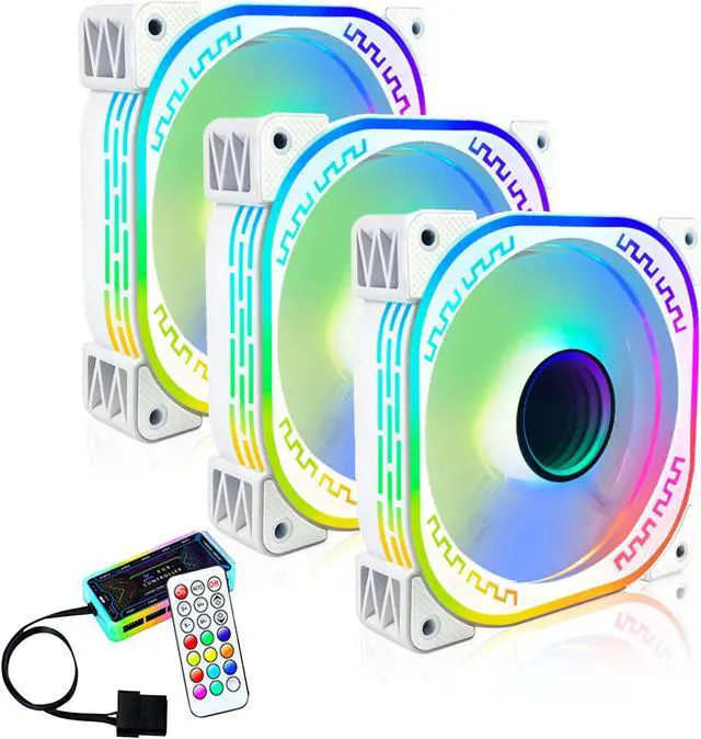 Main image of PANO-MOUNTS 120mm RGB Case Fans 12V Infinity Mirror Fan Quiet Gaming PC Computer LED CPU Cooler Chassis Fans With Adjustable Color Controlled By Remote 3-Pack White