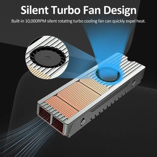 Alt view image 3 of 7 - M.2 SSD Heatsink Aluminum Copper Double-Sided Heatsink Plus With Fan and Thermal Pad For M.2 2280 NVMe and SATA Solid State Drives