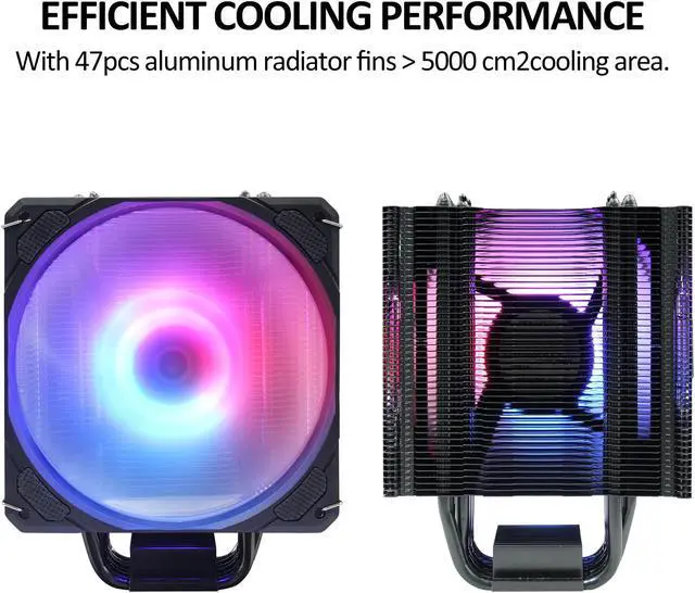 Alt view image 4 of 7 - PANO-MOUNTS CPU Cooler Stock Air Cooling Fan with 120mm ARGB 4Pin PC PWM Fans 6 Heat Pipes TDP 210W for Intel LGA 1700 LGA 1200 LGA 1155 LGA 1151 AMD AM5/AM4