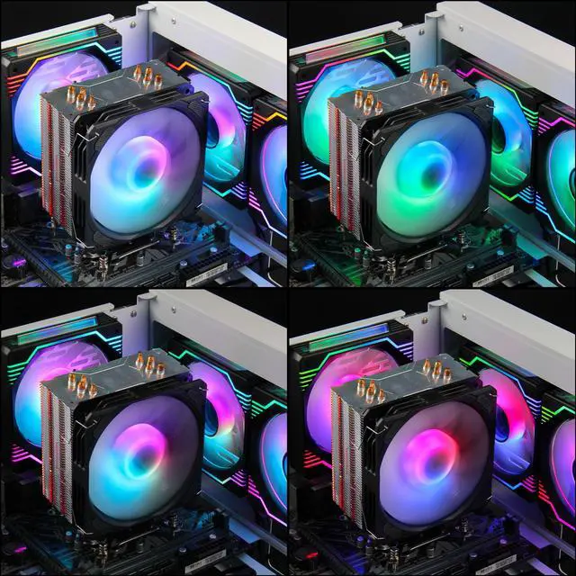 Alt view image 8 of 7 - PANO-MOUNTS ARGB CPU Cooler Stock Air Cooling Fan with 120mm ARGB 4Pin PC PWM Fans 4 Heat Pipes TDP 210W for Intel LGA 1700 LGA 1200 LGA 1155 LGA AMD 1151 AM5/AM4