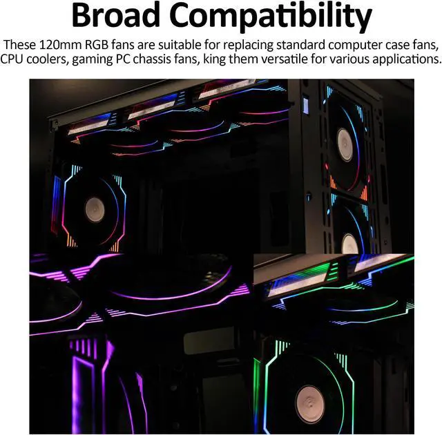 Alt view image 7 of 7 - PANO-MOUNTS 120mm Black Infinity Mirror RGB Fans 12V 6Pin Quiet Gaming PC Computer LED CPU Cooler Chassis Case Fans With Adjustable Color Controlled By Remote 3-Pack