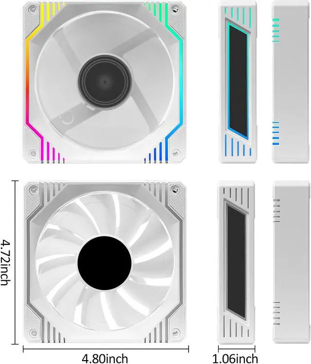 Alt view image 2 of 7 - PANO-MOUNTS 120mm White 6Pin Infinity Mirror Gaming PC Computer CPU Cooler Chassis RGB Fans With Adjustable Color Controlled By Remote 3-Pack