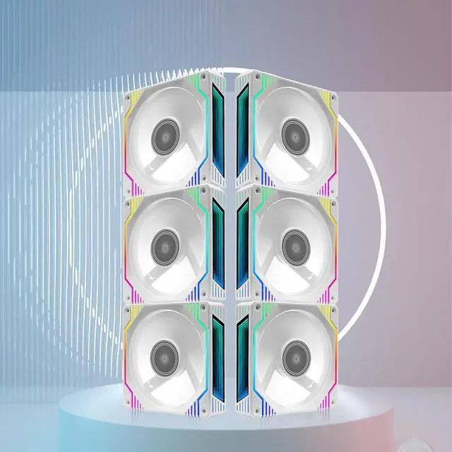 Alt view image 5 of 7 - PANO-MOUNTS 120mm White 6Pin Infinity Mirror Gaming PC Computer CPU Cooler Chassis RGB Fans With Adjustable Color Controlled By Remote 3-Pack