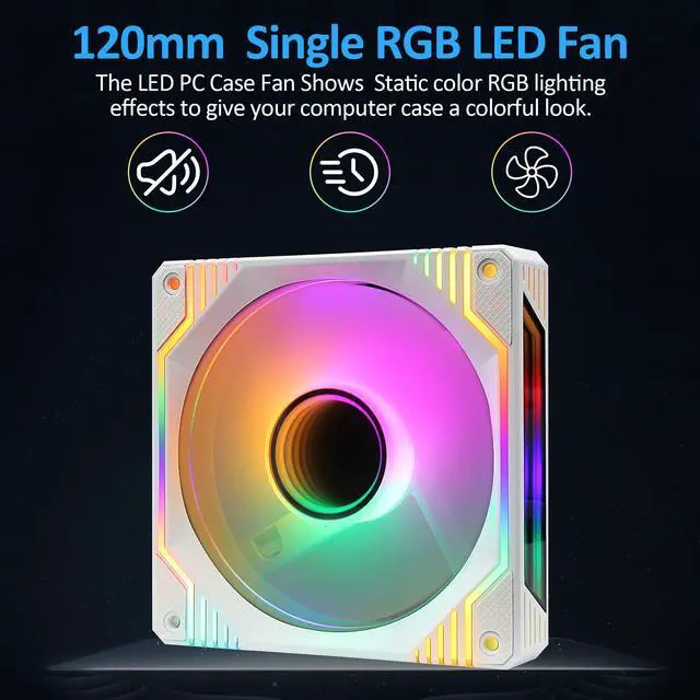 Alt view image 4 of 7 - PANO-MOUNTS 120mm Single RGB LED Fan Infinity Mirror PC Computer Case Cooling Fan 1200RPM White 3-Pack