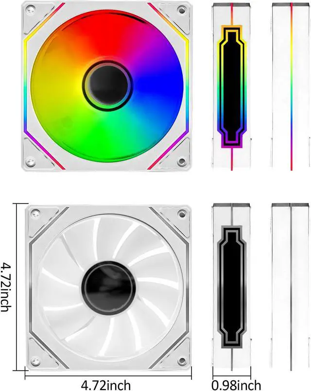 Alt view image 3 of 6 - PANO-MOUNTS 120mm Infinity Mirror ARGB Addressable RGB PWM Cooling Fans 5V 3Pin With 12V 4Pin PC Computer CPU Cooler Radiator Case Fan 800-1600RPM White 3-Pack