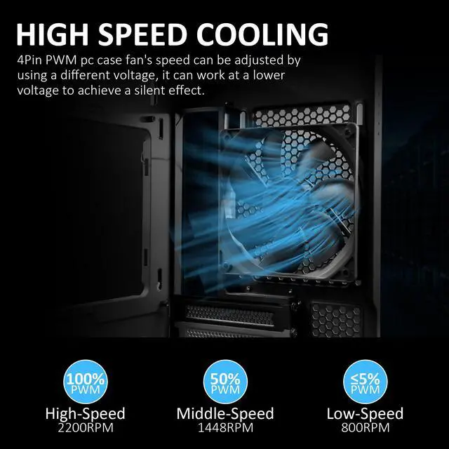 Alt view image 3 of 4 - 120 mm Fan Computer Fan PC CPU Fan 4Pin PWM High Performance 12V DC 120mm PC Case Fan 800-2200RPM 40-75CFM
