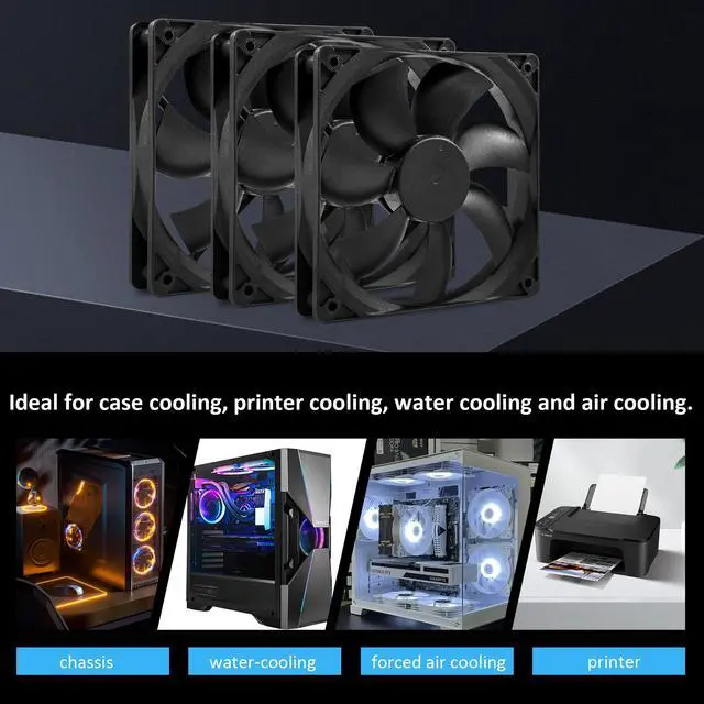Alt view image 4 of 4 - 120 mm Fan Computer Fan PC CPU Fan 4Pin PWM High Performance 12V DC 120mm PC Case Fan 800-2200RPM 40-75CFM