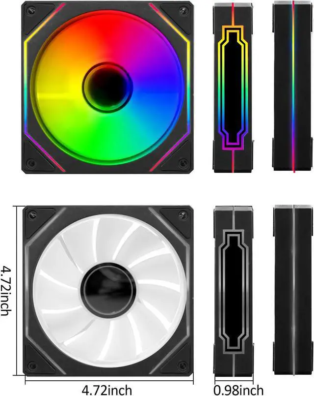 Alt view image 3 of 6 - PANO-MOUNTS 120mm Infinity Mirror ARGB Addressable RGB PWM Cooling Fans 5V 3Pin With 12V 4Pin PC Computer CPU Cooler Radiator Case Fan 800-1600RPM Black 3-Pack