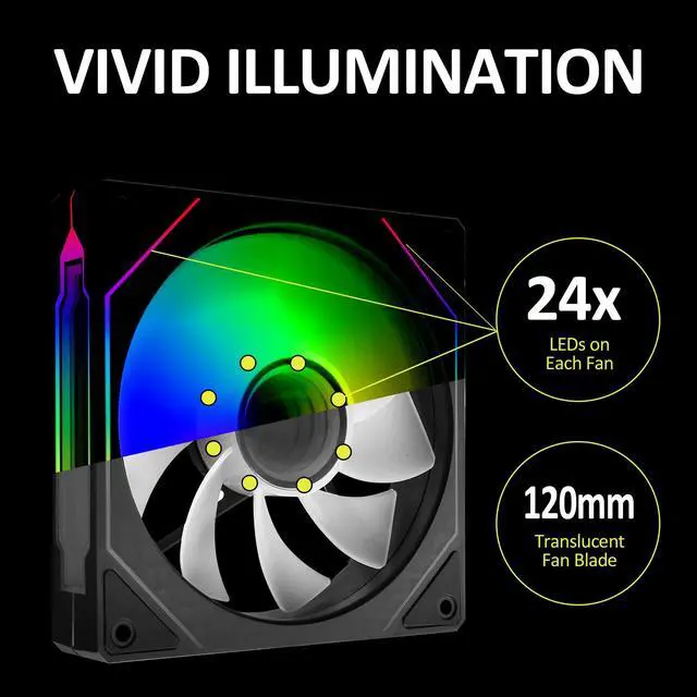 Alt view image 5 of 6 - PANO-MOUNTS 120mm Infinity Mirror ARGB Addressable RGB PWM Cooling Fans 5V 3Pin With 12V 4Pin PC Computer CPU Cooler Radiator Case Fan 800-1600RPM Black 3-Pack