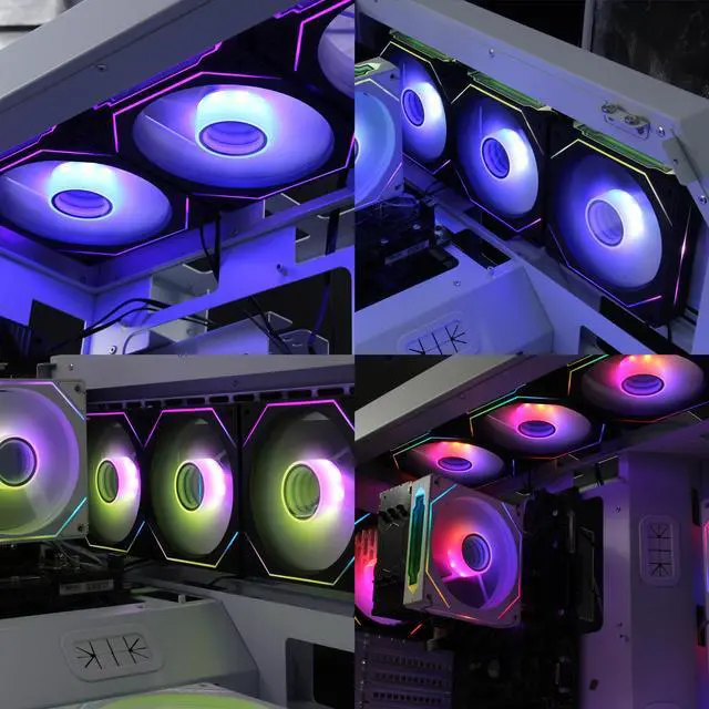 Alt view image 6 of 6 - PANO-MOUNTS 120mm Infinity Mirror ARGB Addressable RGB PWM Cooling Fans 5V 3Pin With 12V 4Pin PC Computer CPU Cooler Radiator Case Fan 800-1600RPM Black 3-Pack