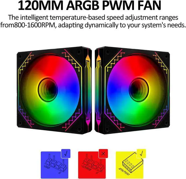Alt view image 2 of 7 - PANO-MOUNTS 120mm Reverse Airflow 5V 3Pin ARGB Addressable Infinity Mirror Fans With 4Pin PWM Control 800-1600RPM Suitable for PC Water Cooling and CPU Cooler Black 3-Pack