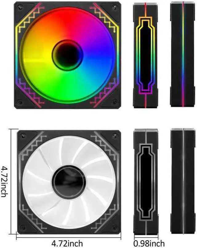 Alt view image 3 of 7 - PANO-MOUNTS 120mm Reverse Airflow 5V 3Pin ARGB Addressable Infinity Mirror Fans With 4Pin PWM Control 800-1600RPM Suitable for PC Water Cooling and CPU Cooler Black 3-Pack