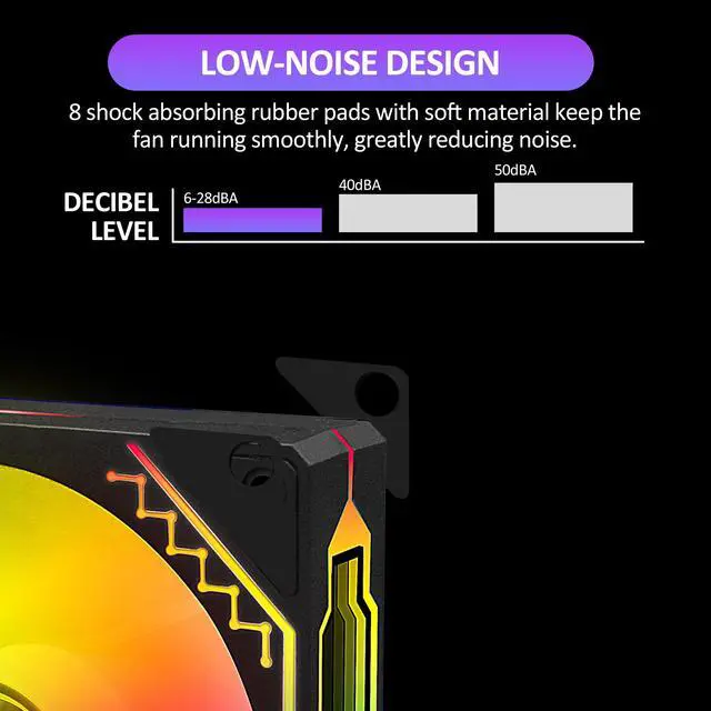 Alt view image 5 of 7 - PANO-MOUNTS 120mm Reverse Airflow 5V 3Pin ARGB Addressable Infinity Mirror Fans With 4Pin PWM Control 800-1600RPM Suitable for PC Water Cooling and CPU Cooler Black 3-Pack