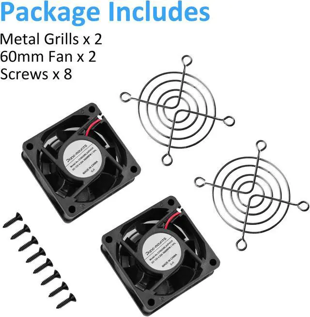 Alt view image 4 of 6 - 60mm 12V DC Cooling Fan High Airflow 60mmx25mm 12V 2Pin Amp Fans for Car Audio Vent Cooling Fan Low Noise 5600RPM 2-Pack
