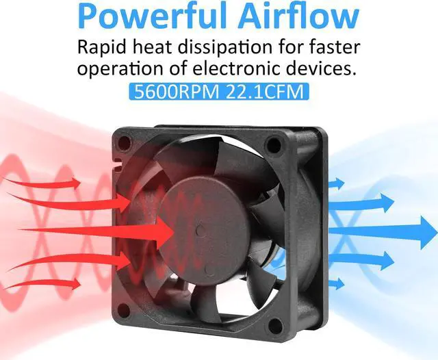 Alt view image 6 of 6 - 60mm 12V DC Cooling Fan High Airflow 60mmx25mm 12V 2Pin Amp Fans for Car Audio Vent Cooling Fan Low Noise 5600RPM 2-Pack