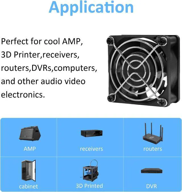Alt view image 3 of 6 - 60mm 12V DC Cooling Fan High Airflow 60mmx25mm 12V 2Pin Amp Fans for Car Audio Vent Cooling Fan Low Noise 5600RPM 2-Pack